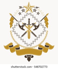 Luxury heraldic vector emblem template. Vector blazon.