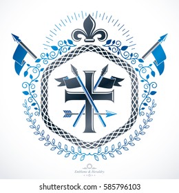 Luxury heraldic vector emblem template. Vector blazon.