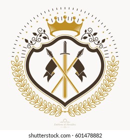 Luxury heraldic vector emblem template. Vector blazon.