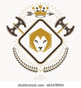Luxury heraldic vector emblem template. Vector blazon.