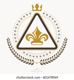 Luxury heraldic vector emblem template. Vector blazon.