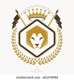 Luxury heraldic vector emblem template. Vector blazon.