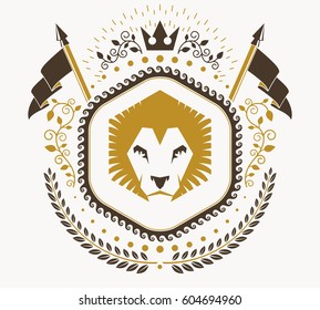 Luxury heraldic vector emblem template. Vector blazon.