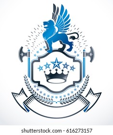 Luxury heraldic vector emblem template. Vector blazon.