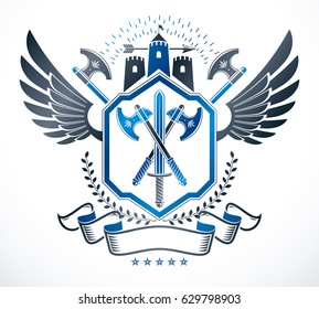 Luxury heraldic vector emblem template. Vector blazon.