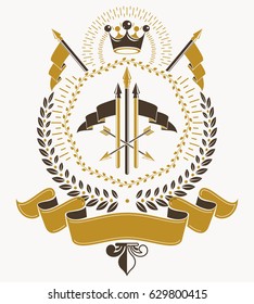 Luxury heraldic vector emblem template. Vector blazon.