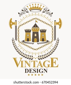 Luxury heraldic vector emblem template. Vector blazon.