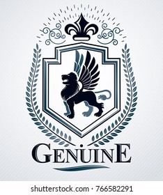 Luxury heraldic vector emblem template. Vector blazon.