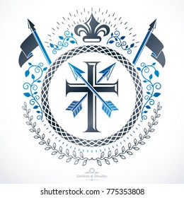 Luxury heraldic vector emblem template. Vector blazon.