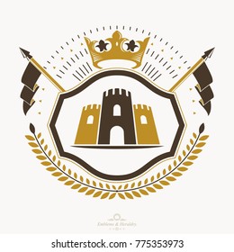 Luxury heraldic vector emblem template. Vector blazon.