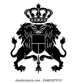 Luxury heraldry Lion crest coat of arms, vintage coat of arms company label icon vector illustration with white background