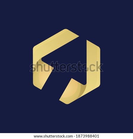 Luxury Hexagon Arrow Logo Design Template