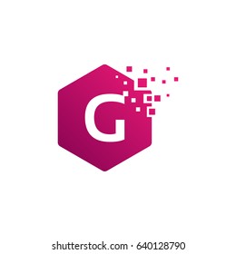 luxury Hexagon G-Letter Initial Logo designs with pixel texture Vector illustration