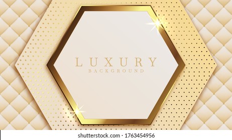 Luxury hexagon golden line background mustard shades in 3d abstract style. Illustration from vector about modern template deluxe design.