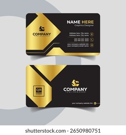 Luxury Hexagon Inspired Black and Gold Business Card for Corporate Identity