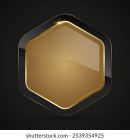 A Luxury hexagon shape with gold stoked and Black button, a premium web buttons vector illustration, a sleek, modern graphic design