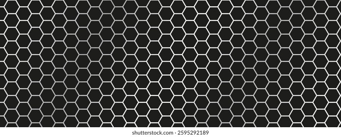 Luxury hexagonal abstract black background with metal silver light lines. Geometric texture illustration. Grid pattern. Elegant carbon background. vektor