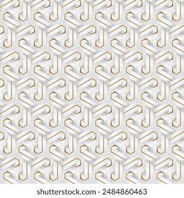 Luxury hexagonal abstract White background with golden lines.  3d geometric texture illustration. Bright grid pattern. Pure horizontal banner wallpaper.