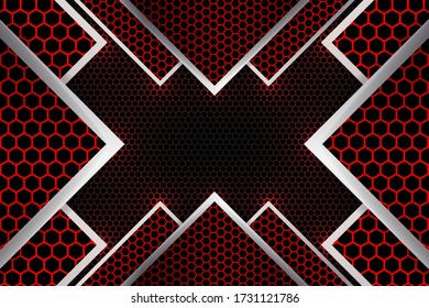 Diseño de fondo hexagonal de lujo. Formas geométricas de fibra de carbono con líneas luminosas y resaltados en una rejilla de carbono. Moderno telón de fondo futurista.