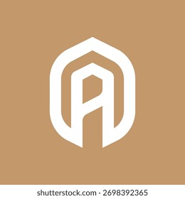 Letra hexagonal de lujo Un símbolo de logotipo icono plano diseño de Vector de stock