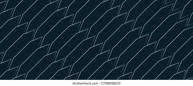 Fondo de metal azul esmeralda verde marino hexagonal de lujo con líneas de luz beige dorado. Ilustración de textura geométrica 3d de la onda del mar oscuro. 