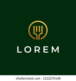 Luxury And High Class Fork For High Quality Restaurant Food Logo Ideas