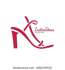 Luxury High Heel Women's Logo Design Template. Ladies Shoes Logo For Fashion.