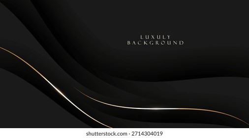 Un fondo lujoso y de alta gama con un tema oscuro y curvas elegantes crea una atmósfera sofisticada para el diseño, dándole una sensación premium, mientras que las suaves curvas naranja-doradas se destacan.