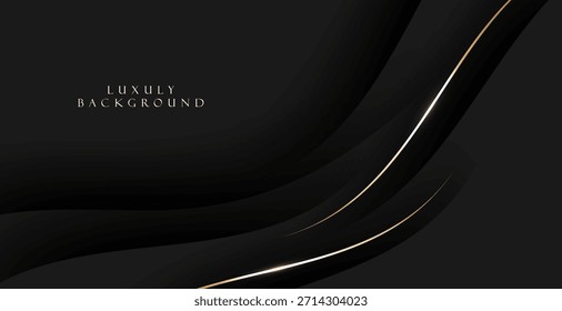 A luxury, high-end background with a dark theme and elegant curves adds sophistication to the design.