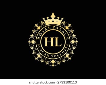 Luxus hl monogram königlichen Palast Emblem Vintage-Design elegante ornate Rand luxuriöse Business-Insignien für Branding