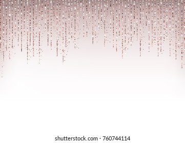 Luxury holiday background with rose gold glitter confetti.