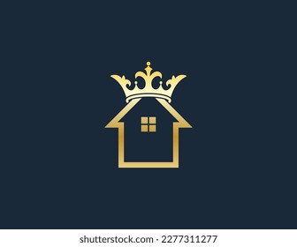 Luxury Home Crown Logo Concept sign symbol icon Element Design. House, Real Estate, Realtor, House, Mortgage Logotype. Vector illustration template