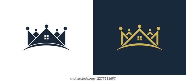 Luxury Home Crown Logo Concept sign icon symbol Element Design. House, Real Estate, Realtor, House, Mortgage Logotype. Vector illustration template