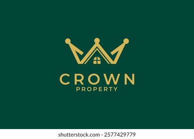 Luxury Home Crown Logo Concept sign icon symbol Element Design. House, Real Estate, Realtor, House, Mortgage Logotype. Vector illustration template
