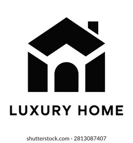Luxury home logo design with modern house icon and text on transparent background symbolizing highend real estate and property