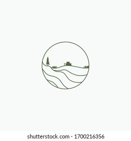 Luxury home on top of hills abstract vector illustration, real estate logo design concept, it's try to symbolize residence or real estate.