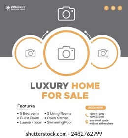 luxury home selling business template for digital marketing, editable real estate social media post design.