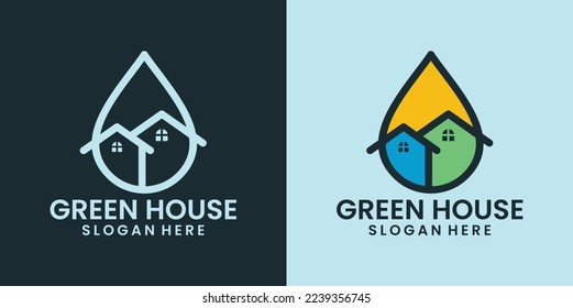 casa de lujo con combinaciones de diseño con logotipo de gota de agua