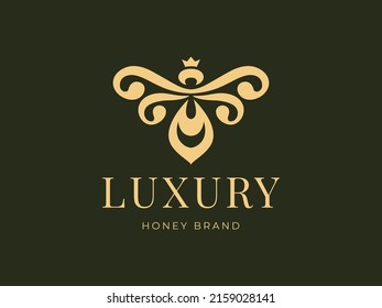 Luxury Honeybee Logo-Illustration am besten für Labeldesign Premium Vector