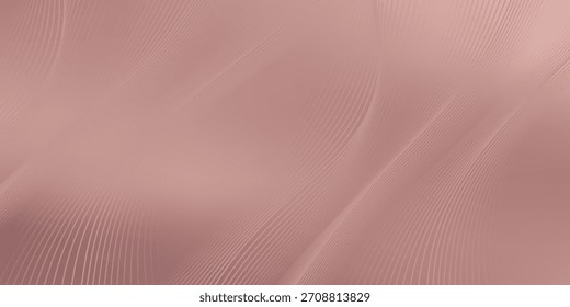 Plantilla de Vector Horizontal de lujo, diseño abstracto de fondo de rosa dorada. Moderno patrón de línea ondulada con curvas guilloché en colores rosa nácar. Textura suave de la raya de Premium para el Anuncio del negocio, telón de fondo