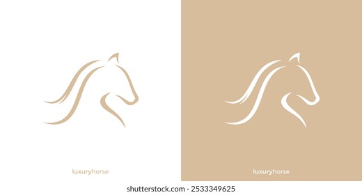 Logotipo de cavalo de luxo. Logotipo Equestre, Ícone, Símbolo, Vetor, Inspiração Design.