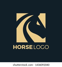 Luxury horse logo formed with simple and modern shape in gold color