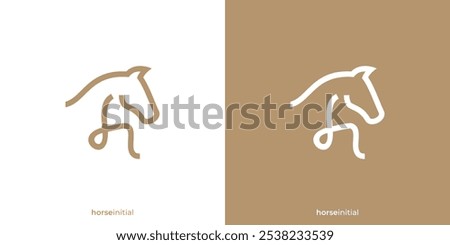 Luxury Horse Logo. Horse Head and Abstract Initial of H with Minimalist Style. Equestrian Logo, Icon, Symbol, Vector, Design Inspiration.