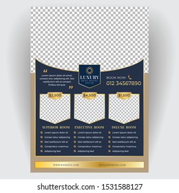 Luxury Hotel Corporate business flyer brochure creative design. Template  modern layout, poster, magazine, pamphlet. For the advertising business company concept. Layout template in A4 size.