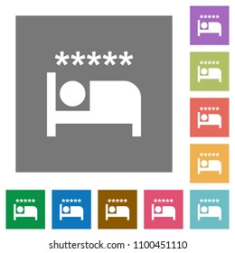 Luxury hotel flat icons on simple color square backgrounds