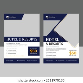 Luxury hotel flyer template design, Modern elegant real estate flyer template design, real estate brochure, leaflet, poster design template, hotel flyer template design