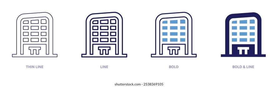 Luxury hotel icon in 4 different styles. Thin Line, Line, Bold, and Bold Line. Duotone style. Editable stroke.