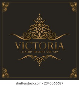 Luxury hotel label template. Trendy vintage royal ornament frames illustration