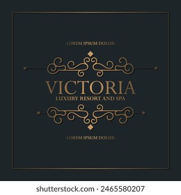 Luxury hotel label template. Trendy vintage royal ornament frames illustration.