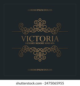 Luxury hotel label template. Trendy vintage royal ornament frames illustration.